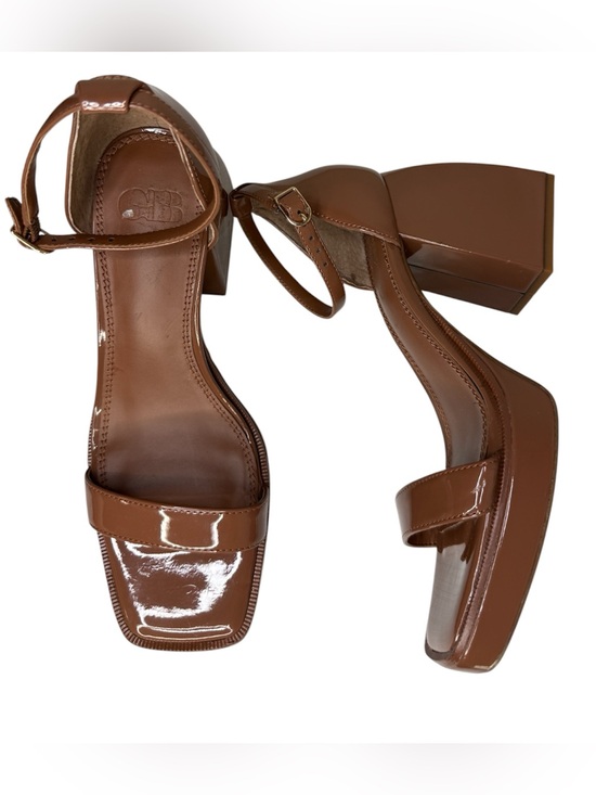 Gianni Bini Shoes - Gianni Bini Brown Say-So Patent Square Toe Ankle Strap Platform Sandals
